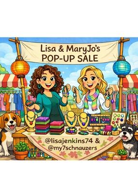 Lisa & MaryJo's Pop-Up Sale Illustrated Poster - Colorful Market Scene